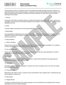 Return and Refund Policy Template