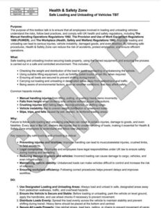 Safe Loading and Unloading of Vehicles Toolbox Talk